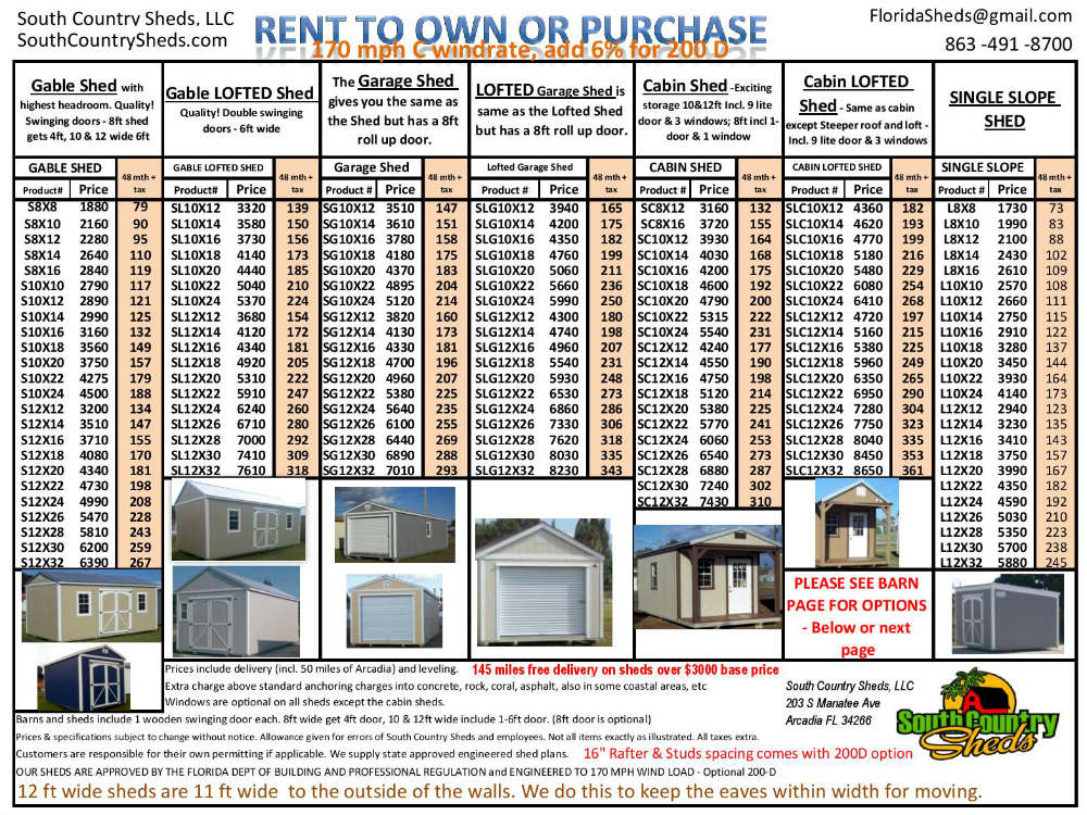 STORAGE SHEDS BARNS TAMP NAPLES ORLANDO SARASOTA LAKELAND BRADENTON