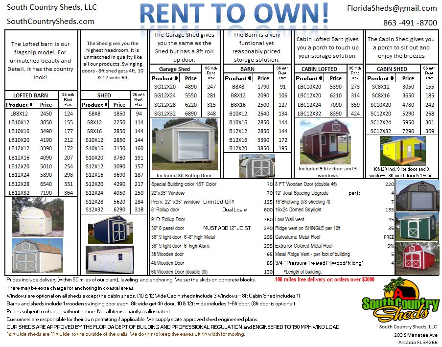 STORAGE SHEDS BARNS TAMPA ORLANDO FORT MYERS FT LAUDERDALE PORT