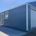 blue lofted garage shed