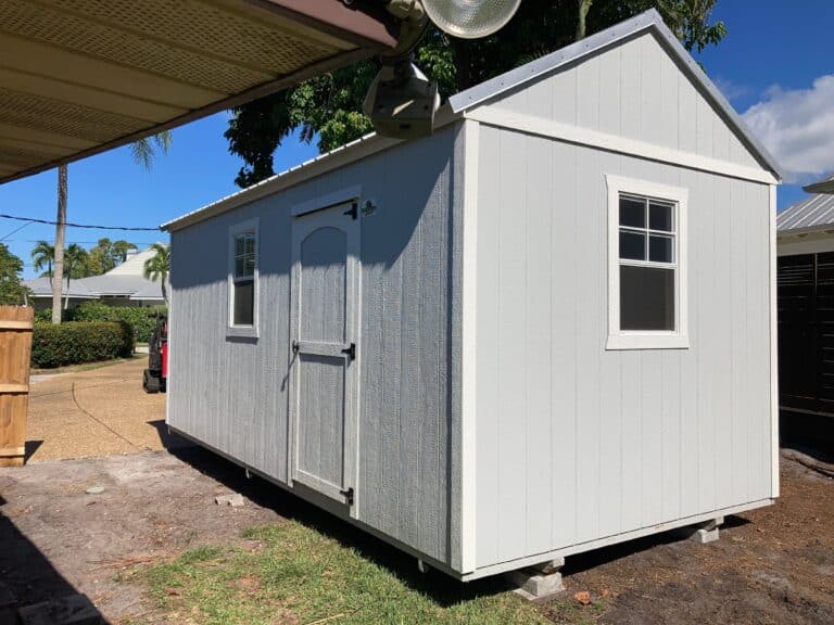 white lofted side gable shed with 2 windows in riverview fl