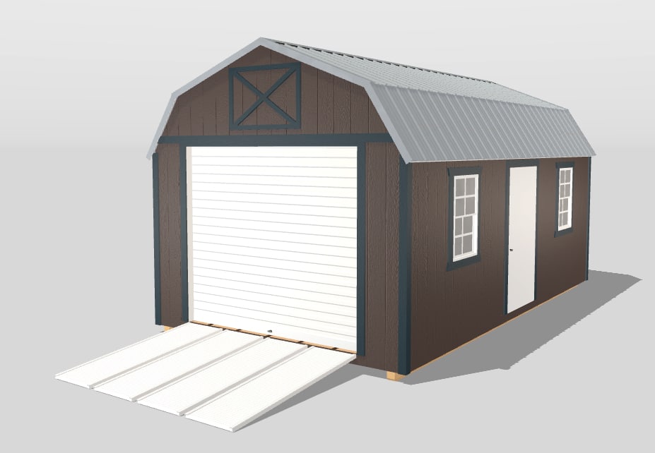 brown barn garage with ramps upgrades & add-ons