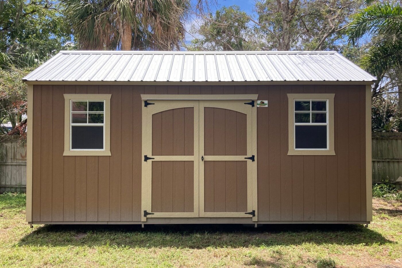 brown rent to own side gable lofted shed