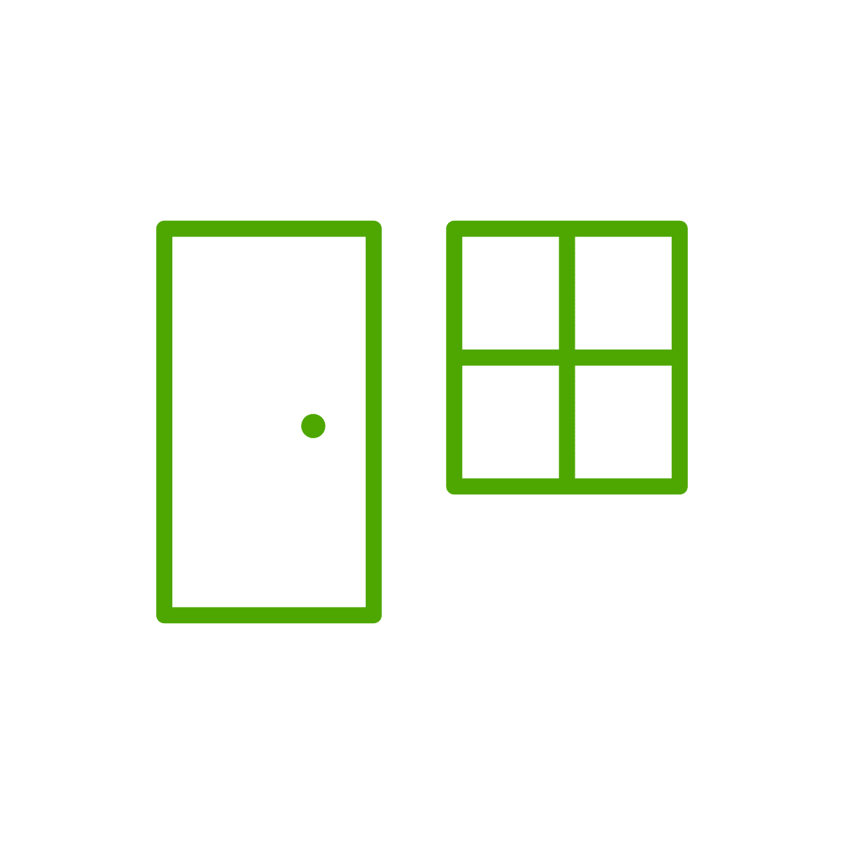 green door and window icon- windows and doors for hurricane-rated sheds