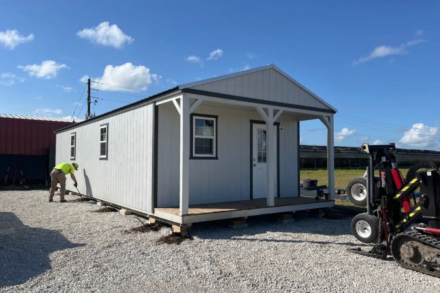 white and black prefab cabin with door and windows in haines city fl