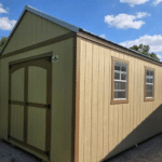 brown storage shed for sale in immokalee fl with double doors and windows