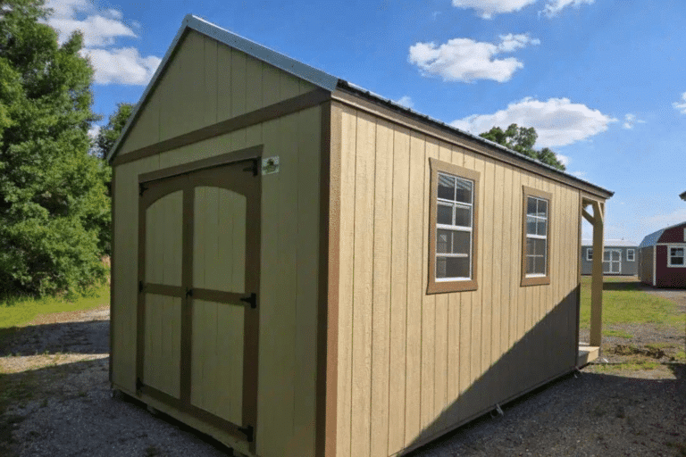 brown storage shed for sale in immokalee fl with double doors and windows