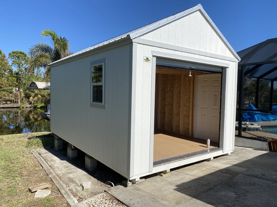 a white garage shed in clermont fl